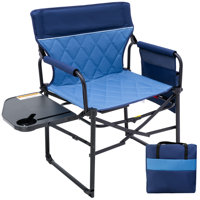 Camping Directors Chair With Side Table And Pocket, Portable Folding Chairs With Compact Size by Arlmont & Co.