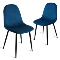 Mercer41 Velvet Modern Chairs With Metal Legs For Living, Bedroom, Restaurant, Dining Room,set Of 2,dark Blue by Mercer41