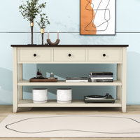 Gore Retro Console Table with 3 Drawers, 2 Shelves and Solid Wood Frame for Living Room by Red Barrel Studio