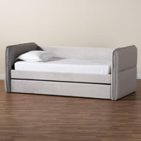 Alishia Baxton Studio Finch Modern Light Grey Velvet Fabric Twin Size Daybed With Trundle by Latitude Run