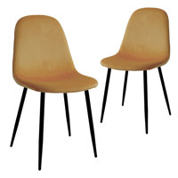 George Oliver Velvet Modern Chairs With Metal Legs For Living, Bedroom, Restaurant, Dining Room,set Of 2,yellow by George Oliver