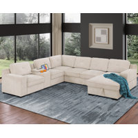 U-Shaped Sectional Sofa Bed Pull Out Sleeper Couch With Storage Chaise