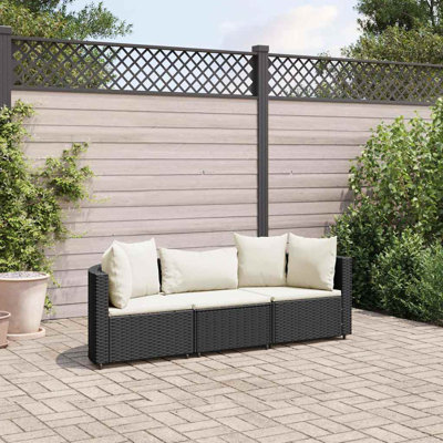 Ebern Designs Patio Sofa Set With Cushions Poly Rattan by Ebern Designs