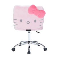 Hello Kitty Kawaii Swivel Vanity Chair for Makeup Room with Wheels Rolling, Comfy Polyurethane Foam by Isabelle & Max