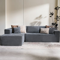 No Assembly Required Corduroy Fabric Sofa