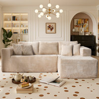 No Assembly Required Corduroy Fabric Sofa