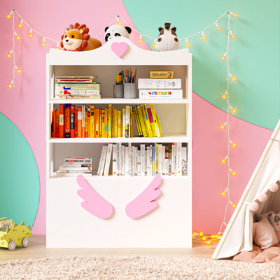 41.5"H X 28.5"W Cube Kids Bookcase Toy Boxes And Organizer With 2 Removable Toy Storage Drawers, Multifunctional Bookshelf Cabinet Toy Chest Storage O by Zoomie Kids