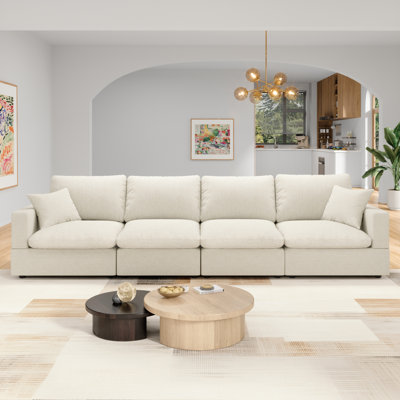 4-Seater Sectional Sofa Comfy Cloud Couch for Living Room, Modern Upholstered Modular Sectional Sofa Convertible Deep Seat Sofa, Removable & Washable by Latitude Run