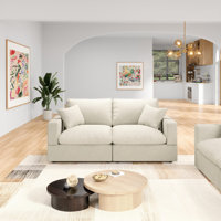 2-Seater Modular Sectional Sofa Comfy Cloud Couch for Living Room, Modern Upholstered Modular Sectional Sofa Convertible Deep Seat Sofa, Removable & W by Latitude Run