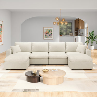 6-Seater Modular Sectional Sofa Comfy Cloud Couch for Living Room, Modern Upholstered Modular Sectional Sofa Convertible Deep Seat Sofa, Removable & W by Latitude Run