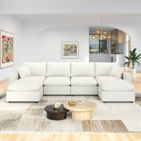 6-Seater Modular Sectional Sofa Comfy Cloud Couch for Living Room, Modern Upholstered Modular Sectional Sofa Convertible Deep Seat Sofa, Removable & W by Latitude Run