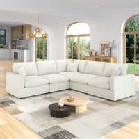 5-Seater Sectional Sofa Comfy Cloud Couch for Living Room, Modern Upholstered Modular Sectional Sofa Convertible Deep Seat Sofa, Removable & Washable
