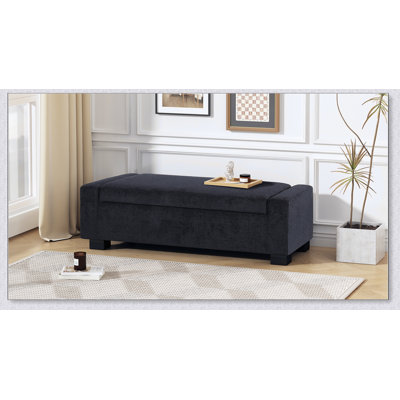 50" Ottoman Bench in Textured Fabric, Rectangular Design with Hinged Lid for Seating, Footrest, and Hidden Storage, Perfect for Living Room, Bedroom, by Latitude Run