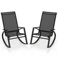 2 Pieces Patio Rocking Chairs Outdoor Sling Fabric Rockers With Ergonomic Backrest And Seat by Latitude Run