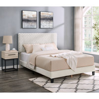 Delonia 2-piece Bedroom Set, Plush 3d Upholstered Bed With Nightstand by Ebern Designs