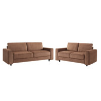 Modern Contemporary Upholstered 2-Piece Plush Tufted Sofa Set by Ebern Designs