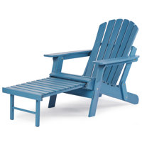 Oversized Outdoor Wooden Folding Adirondack Chairs with Retractable Ottoman by Highland Dunes