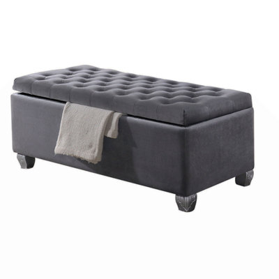 Tufted Storage Bench Entryway Bench Bedroom Storage Bench Wood Storage Bench by Canora Grey