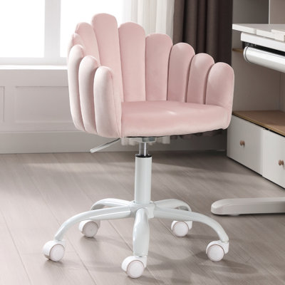 Swivel Kids Desk Chair Upholstered Study Chair For Teenagers, Cute Adjustable Reading Chair With White Legs For Reading Room Bedroom School by Latitude Run