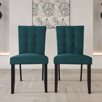 Black Wooden Dining Chair With Linen Cover by Lark Manor