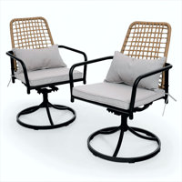 Outdoor Swivel Dining Chairs With Cushion (Set Of 2) by Bayou Breeze