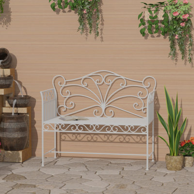 Outsunny " Garden Bench, Outdoor Patio Bench With Armrests, Metal Porch Bench Backyard, Poolside, Lawn by Winston Porter
