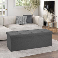 Folding Storage Ottoman Bench, Storage Chest, Foot Rest Stool, Bedroom Bench With Storage by Ebern Designs