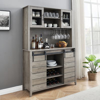 Oak Bar Cabinet,Farmhouse Coffee Bar Cabinet with Sliding Barn Doors by Gracie Oaks