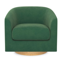 Swivel Accent Chair, Fabric Barrel Chair for Living Room,Upholstered Modern Barrel-Curved Arm, Linen by Latitude Run