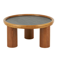 Cole And Grey Wood Handmade Coffee Table With Black Tabletop by Millwood Pines