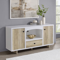 Voigt 2-Door Storage Credenza White And Distressed Pine by Ebern Designs