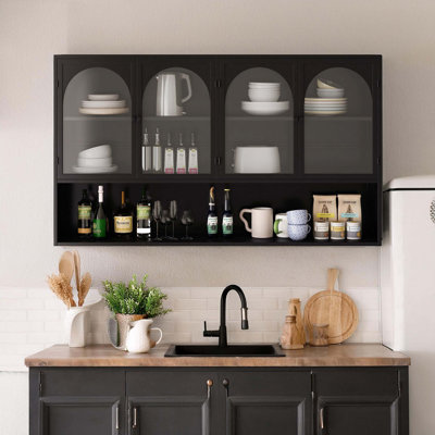 47.25" Four-Door Glass Wall Cabinet Storage by Ebern Designs