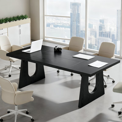 6 Ft Rectangle Wood Conference Table, 70.86" L X 35.43" W X 29.52" H Meeting Seminar Table Boardroom Desk For Office Meeting Conference Room by Wrought Studio
