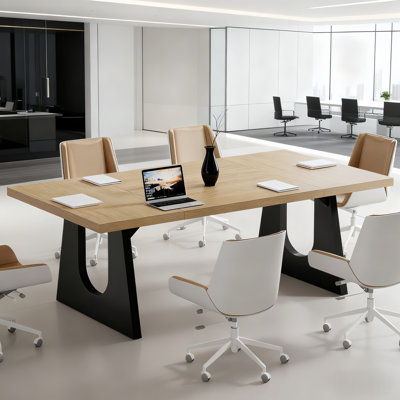 6 Ft Rectangle Wood Conference Table, 70.86" L X 35.43" W X 29.52" H Meeting Seminar Table Boardroom Desk For Office Meeting Conference Room by Wrought Studio
