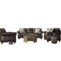 3-piece Faux Leather Upholstered Nailhead Sofa