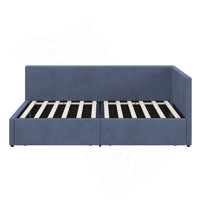 Twin Size L Shape Corner Bed, Corduroy Upholstered Daybed by Latitude Run