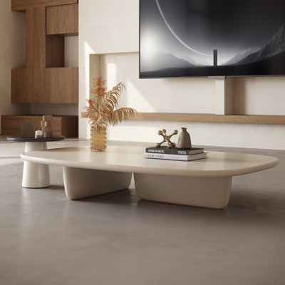 Rudina Modern Nesting Coffee Table Set - Oval Wood Double Leg Design, Minimalist Style Living Room Tables for Office & Lounge by Ivy Bronx