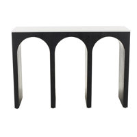 Vesel Cole And Grey Wood Art Deco Arched Cutout Console Table With White Marble Tabletop by Hokku Designs