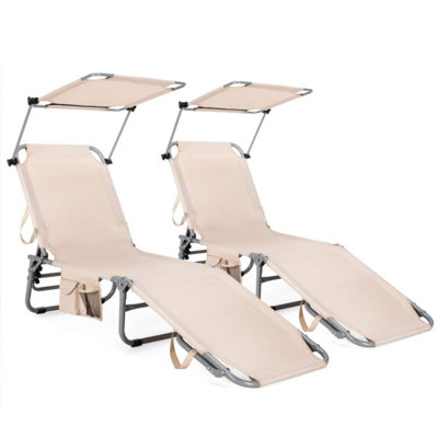 5-Position Adjustable Outdoor Recliner Chair With Canopy Shade by Arlmont & Co.