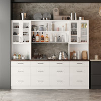 94.5"W Large Food Pantry Kitchen Sideboard Buffet Table by Latitude Run