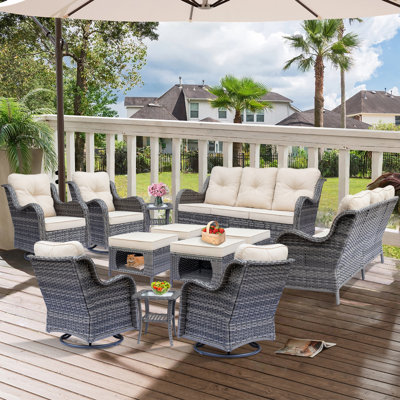 10 - Person Outdoor Seating Group With Cushions (set Of 12) by Lark Manor