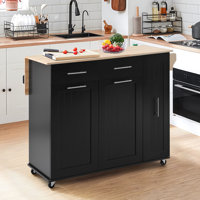 46" W Wood Kitchen Island with Drop Leaf by Lark Manor