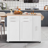 46" W Wood Kitchen Island with Drop Leaf by Lark Manor