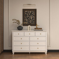 Elegant Traditional Accent Chest With 9 Drawers, Classic Design, And Gold Hardware – Available In White And Black Finish by Canora Grey