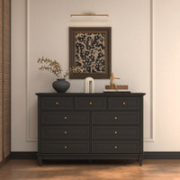 Elegant Traditional Accent Chest With 9 Drawers, Classic Design, And Gold Hardware – Available In White And Black Finish by Canora Grey