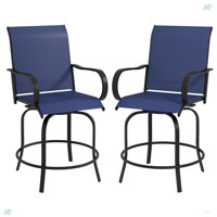 Outsunny Outdoor Bar Stools With Armrests, Set Of 2 360° Swivel Bar Height Patio Chairs by Winston Porter