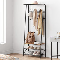 Coat Rack, Hall Tree With Shoe Storage Bench, Entryway Bench With Shoe Storage, 4-In-1, Steel Frame With 10 Hooks For Entryway, Freestanding Coat Rack by 17 Stories