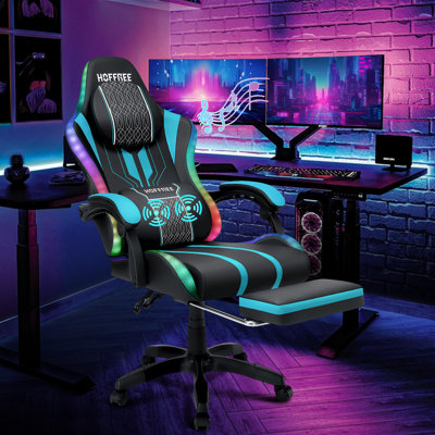 Ergonomic Gaming Chair with Speakers RGB LED Lights and Massage by Inbox Zero