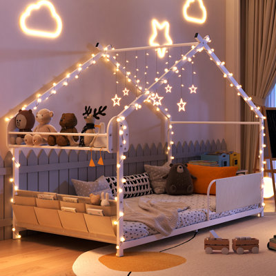Twin Metal Canopy Bed Storage House Bed by Harper Orchard
