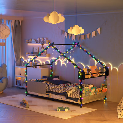 Twin Metal Canopy Bed Storage House Bed by Harper Orchard
